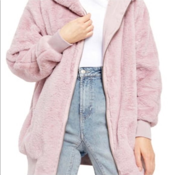 Free People Mauve Turn Up Fleece Zip Hoodie - Picture 2 of 8